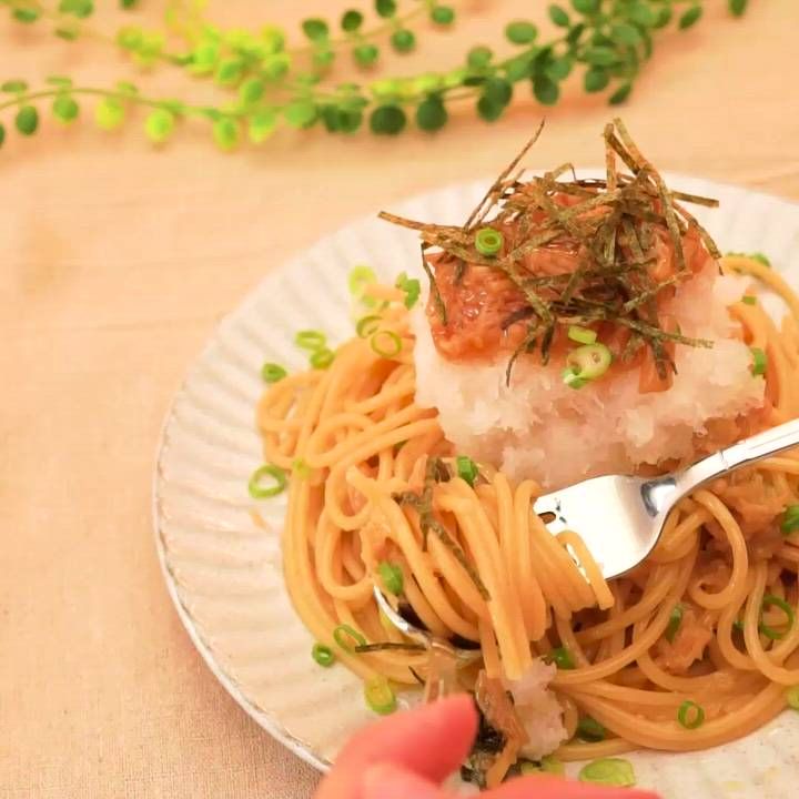 なめ茸おろしの和風パスタ