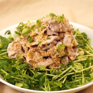「豆苗と温しゃぶ豚のおかずサラダ」のレシピ動画