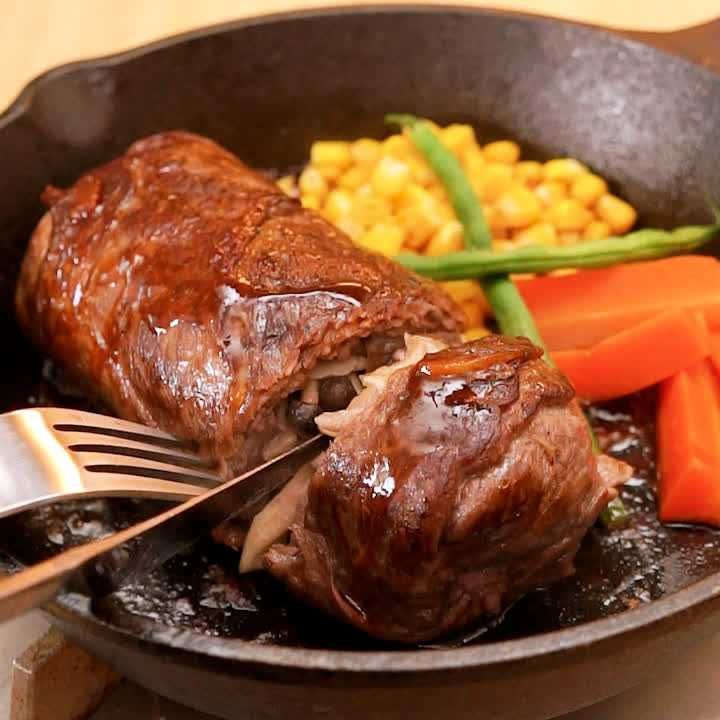 きのこぎっしり牛肉ステーキ