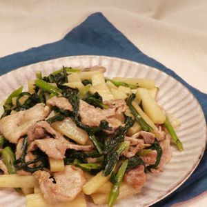「長芋と豚肉のマヨ炒め」のレシピ動画