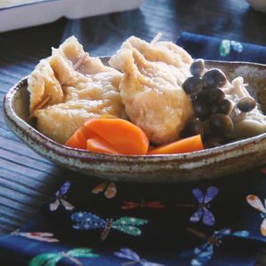 「半熟卵の巾着煮」のレシピ動画