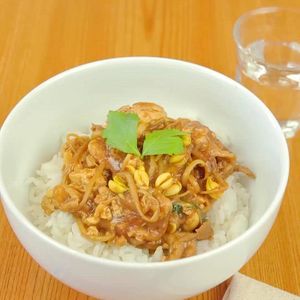「豚肉と豆腐のみそ煮込み丼」のレシピ動画