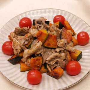 「かぼちゃと豚肉のバター炒め」のレシピ動画