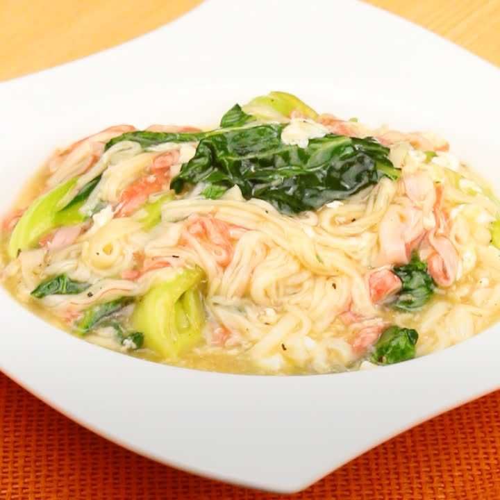 チンゲン菜とカニかまぼこあんかけ