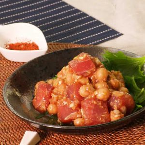 「マグロとひよこ豆のねぎみそ和え」のレシピ動画