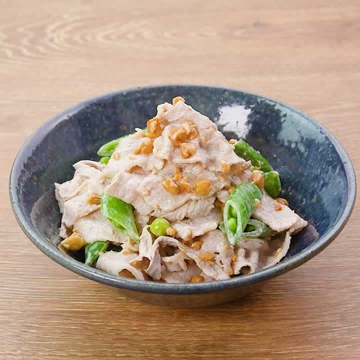 豚肉とスナップえんどうのピーナッツ和え