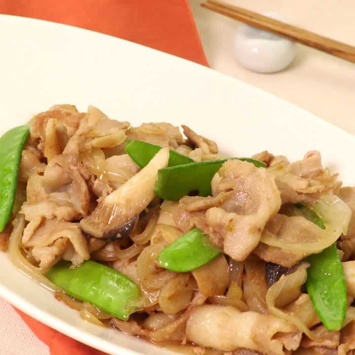 さやえんどうと豚バラ炒め