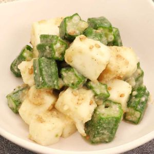 「はんぺんとおくらのごまみそ和え」のレシピ動画