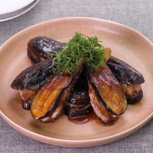 なすと豚ひき肉のはさみ焼き
