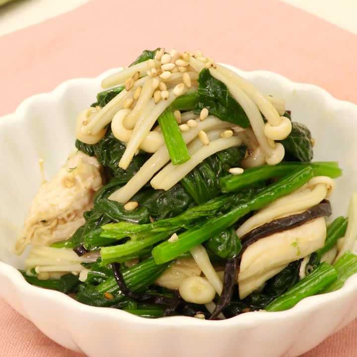 ささみとほうれん草の塩昆布和え
