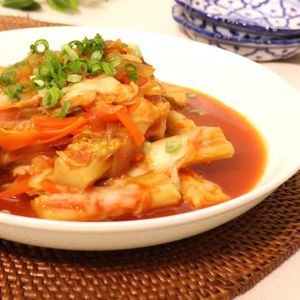 「ちくわぶでチーズトッポギ」のレシピ動画