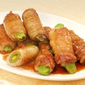 「肉巻きスナップえんどう」のレシピ動画