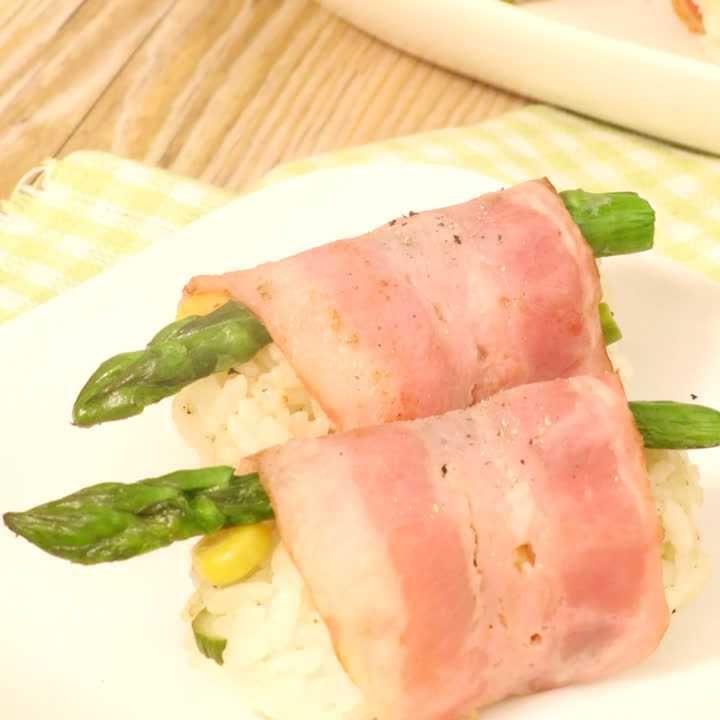 アスパラとベーコンのミニおにぎり