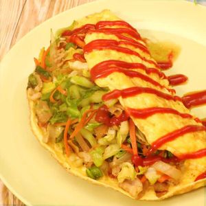 「野菜たっぷりBIGオムレツ」のレシピ動画