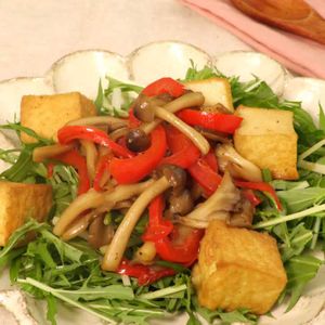 「焼ききのこと厚揚げのおかずサラダ」のレシピ動画
