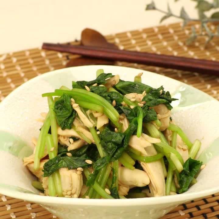 鶏ささみとみつばのわさび醤油和え