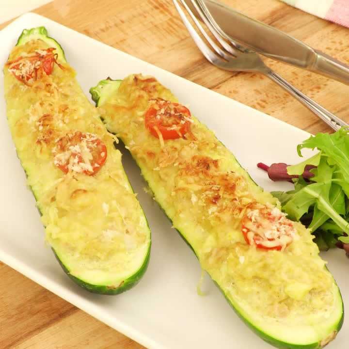 丸ごとおいしい！ ツナカレーのズッキーニボートのレシピ動画・作り方