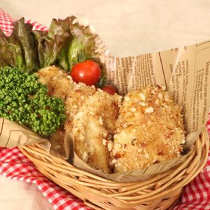 「やみつき食感のせんべいチキンカツ」のレシピ動画