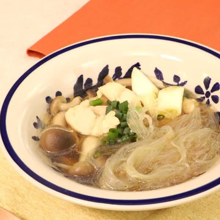 ささみときのこの中華春雨スープ