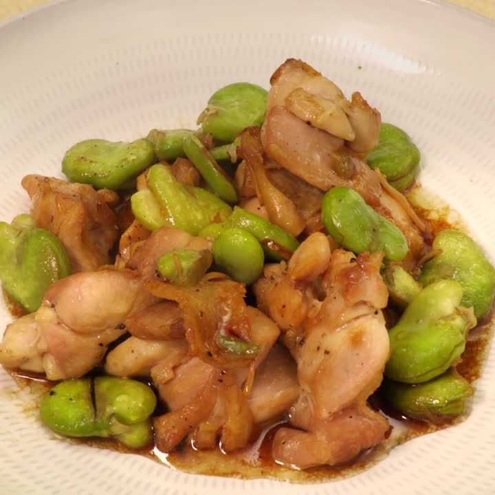 鶏肉とそら豆のオイスター炒め