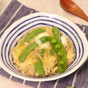 スナップエンドウとえのきの卵とじ