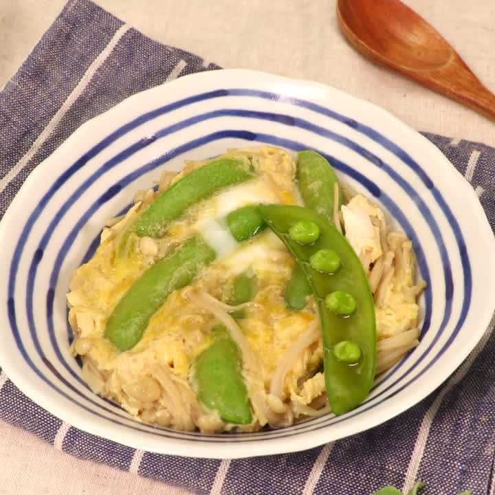 スナップエンドウとえのきの卵とじ