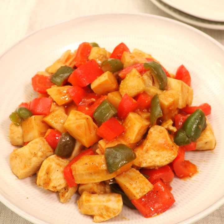 鶏肉とたけのこのケチャップ炒め