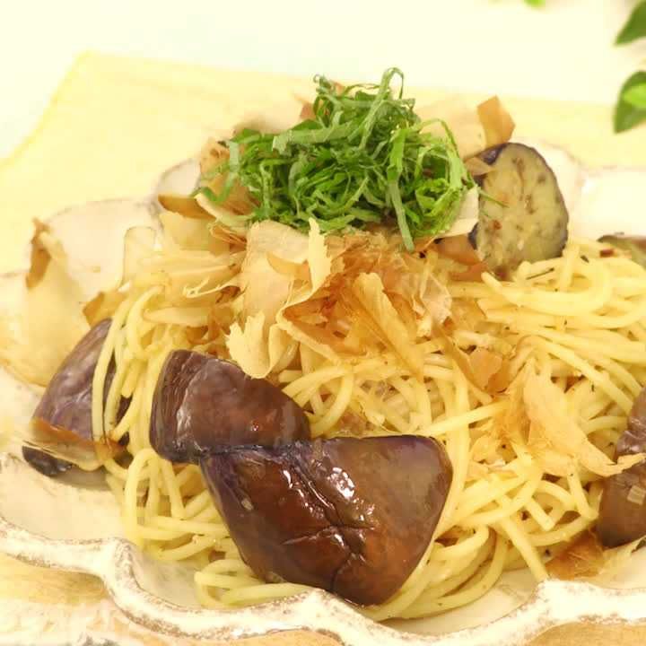 大葉となすの和風ねぎソースパスタ