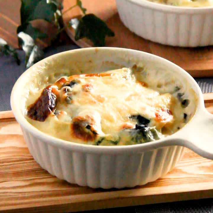 ほうれん草とたらのクリームグラタン