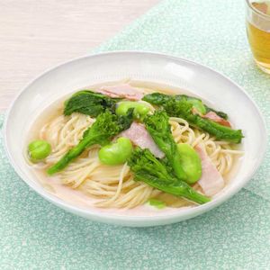 「春野菜スープパスタ」のレシピ動画