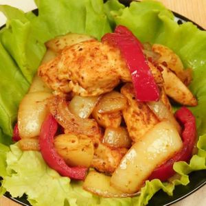 鶏ささみのカレー炒め