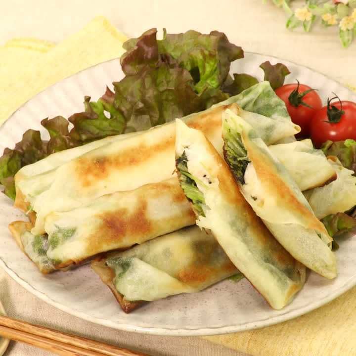 カジキマグロと豆苗の焼き春巻き