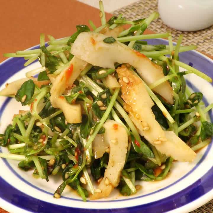 豆苗とちくわの韓国風サラダ