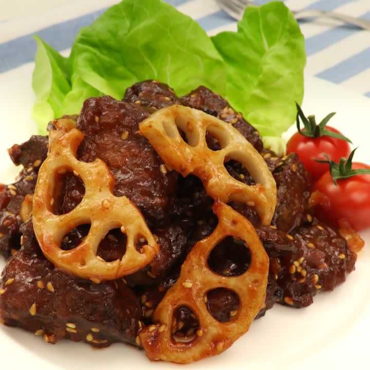 揚げレバーとれんこんのケチャップ和え