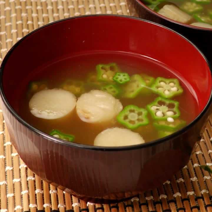 オクラとお麩のすまし汁