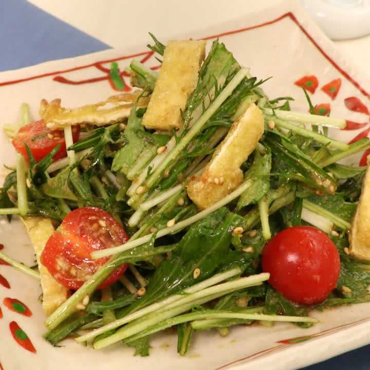 水菜と油揚げのサラダ