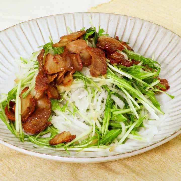 大根と水菜の豚肉サラダ