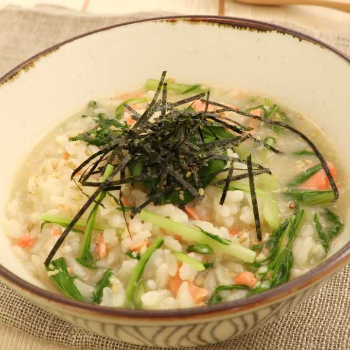鮭と水菜の雑炊