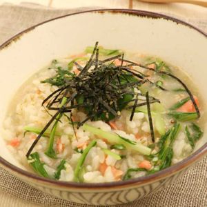 「鮭と水菜の雑炊」のレシピ動画