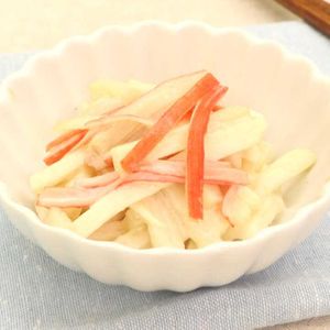 「カニかまぼこと長いものさっぱり和え」のレシピ動画