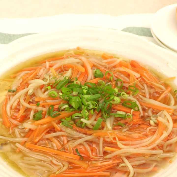 豚ひき肉のレンジ蒸し もやしあんかけ