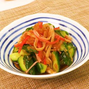 「きゅうりとかにかまぼこの香味ソース和え」のレシピ動画
