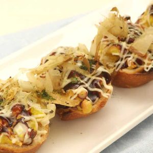 「たこ焼き風タルティーヌ」のレシピ動画