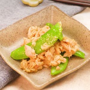 「スナップえんどうとツナの胡麻和え」のレシピ動画