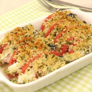 「サバとトマトのパン粉焼き」のレシピ動画