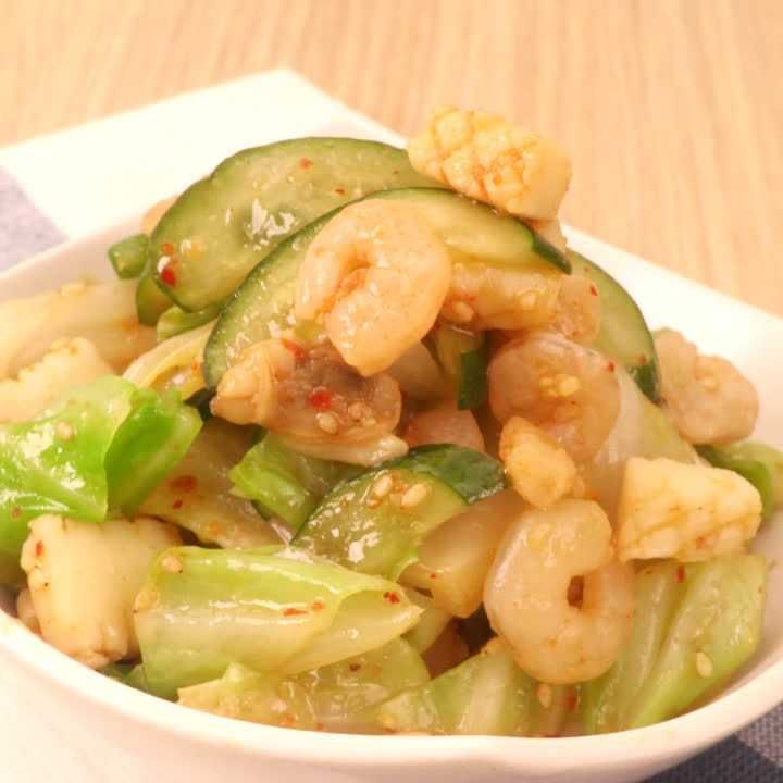 キャベツの海鮮中華和え