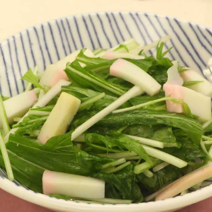 かまぼこと水菜のからしあえ