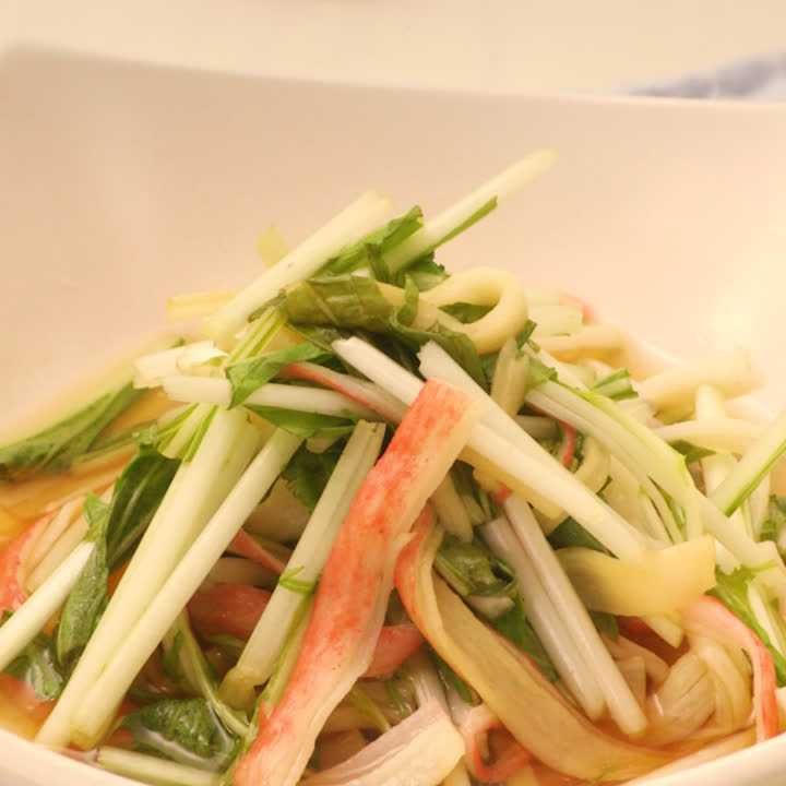 水菜とカニカマのレモンサラダ