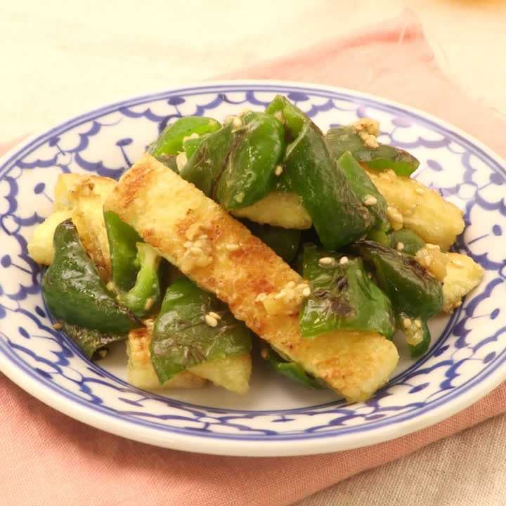 ピーマンと油揚げの酢味噌和え