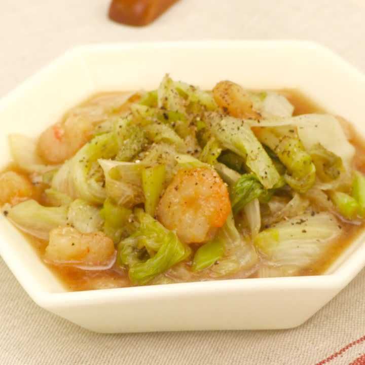 レタスとエビのうま煮